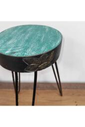 KDMD Albasia Wood Plant Stand - Turquoise & Gold Decor for Indoor Plants - thumbnail 2
