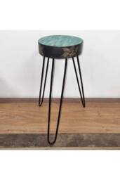 KDMD Albasia Wood Plant Stand - Turquoise & Gold Decor for Indoor Plants - thumbnail 3