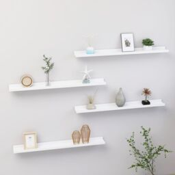Berkfield Home Wall Shelves 4 pcs White 80x9x3 cm - Size: 80 x 9 x 3 cm - thumbnail 1