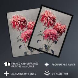 Artery8 Pink Chrysanthemum Flowers Vintage Japan Framed Wall Art Print Kazumasa - Size: A4 - thumbnail 2