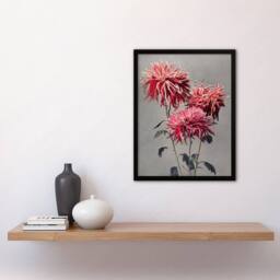 Artery8 Pink Chrysanthemum Flowers Vintage Japan Framed Wall Art Print Kazumasa - Size: A4 - thumbnail 4