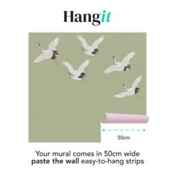 Superfresco Easy Cranes in Flight Sage Print To Order 3m x 2.8m Mural in Green - thumbnail 3