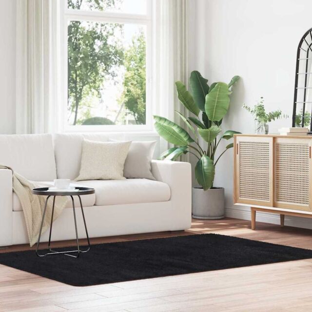 Berkfield Home Shaggy Rug High Pile NAVARRA Black 130x200 cm Polyester - Size: Medium - image 1