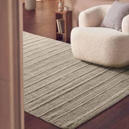 THE RUGS Ted Baker Camden Wool Parker Rug Handwoven Striped Living Room in Natural White - Size: 200 cm x 300 cm - thumbnail 3