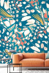 Origin Murals Butterfly Wings Matt Smooth Paste the Wall Mural in Teal - Size: W350 cm x H280 cm - thumbnail 1