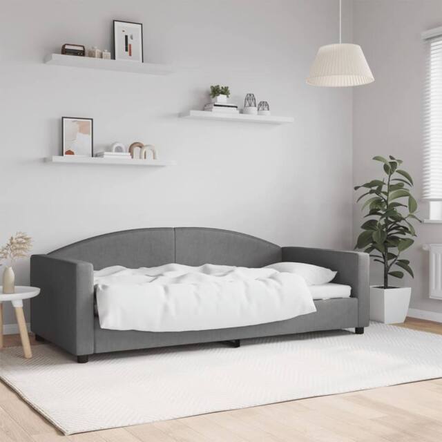Berkfield Home Day Bed Dark Grey 90x190 cm Fabric - image 1