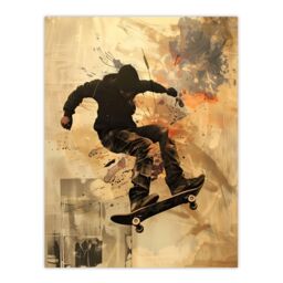 "Artery8 Skateboarder Portrait Street Art Modern Wall Art Print in Beige - Size: W24"" x H32""" - thumbnail 1