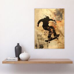 "Artery8 Skateboarder Portrait Street Art Modern Wall Art Print in Beige - Size: W24"" x H32""" - thumbnail 4