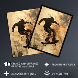 "Artery8 Skateboarder Portrait Street Art Modern Wall Art Print in Beige - Size: W24"" x H32""" - thumbnail 2