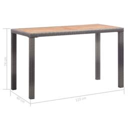 Berkfield Home Garden Table Anthracite & Brown 123x60x74 cm Solid Acacia Wood in Black - Size: 123 x 60 x 74 cm - thumbnail 6