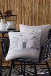 Fusion 'Beach Huts' Outdoor Water & UV Resistant Garden Filled Bench Cushion in Natural - Size: 43 cm x 43 cm - thumbnail 2