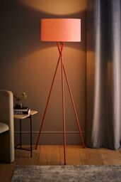ValueLights Camden Copper Metal Tripod Floor Lamp with Blush Pink Drum Lamp Shade in Dusty Pink - thumbnail 2