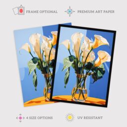"Wee Blue Coo Wall Art Print Luxurious Lily Calla Floral Blue Yellow Living Room Framed - Size: W12"" x H16""" - thumbnail 2