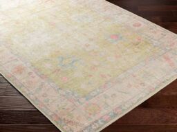 Livabliss Kemer-Washable Green Pink Blue Traditional Vintage Boho Living Dining Rug - Size: 160 cm x 215 cm - thumbnail 6