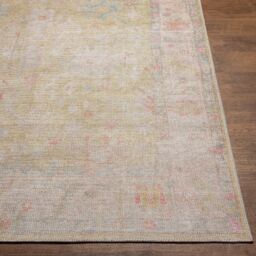 Livabliss Kemer-Washable Green Pink Blue Traditional Vintage Boho Living Dining Rug - Size: 160 cm x 215 cm - thumbnail 5
