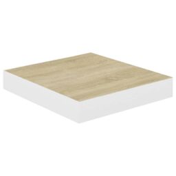 Berkfield Home Floating Wall Shelf Oak & White 23x23.5x3.8 cm MDF in Brown - thumbnail 2