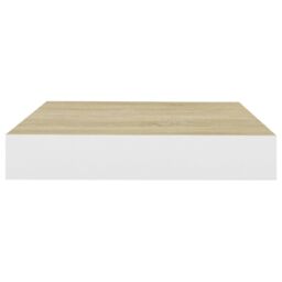 Berkfield Home Floating Wall Shelf Oak & White 23x23.5x3.8 cm MDF in Brown - thumbnail 4