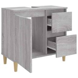 Berkfield Home Bathroom Cabinet Grey Sonoma 65x33x60 cm Engineered Wood - Size: 65 x 33 x 60 cm - thumbnail 6