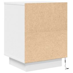 Berkfield Home Bedside Cabinet with LED Lights¬†White 38x34x50 cm in White - Size: 38 x 34 x 50 cm - thumbnail 8