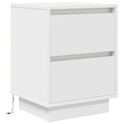 Berkfield Home Bedside Cabinet with LED Lights¬†White 38x34x50 cm in White - Size: 38 x 34 x 50 cm - thumbnail 3