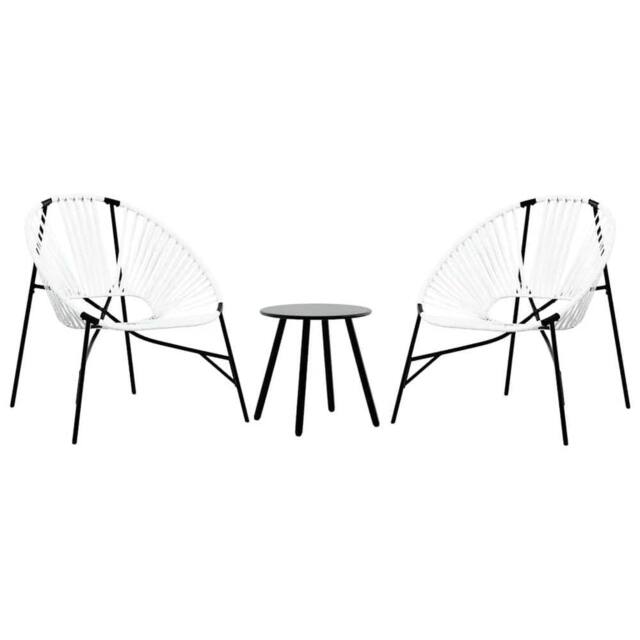 Berkfield Home Garden Chair Set 3 pcs Black & White Poly Rattan - image 1
