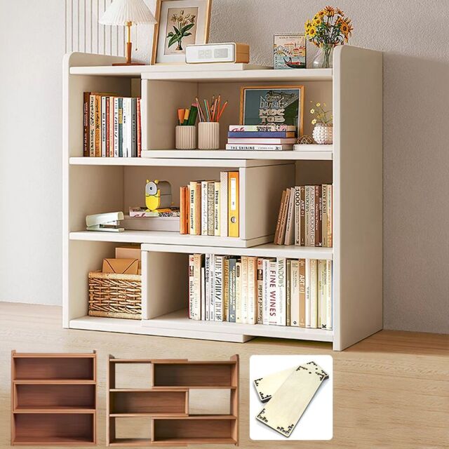 Hinsinc Wooden Shelf Bookcase Shelving 4 Tier Display Storage Unit Stand in White - image 1