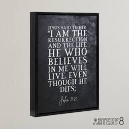 "Artery8 John 11 25 Jesus I Am The Bible Quote Framed Canvas Wall Art Print in Grey - Size: W12"" x H16""" - thumbnail 2