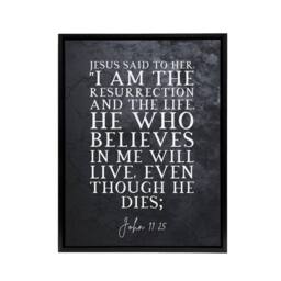 "Artery8 John 11 25 Jesus I Am The Bible Quote Framed Canvas Wall Art Print in Grey - Size: W12"" x H16""" - thumbnail 1