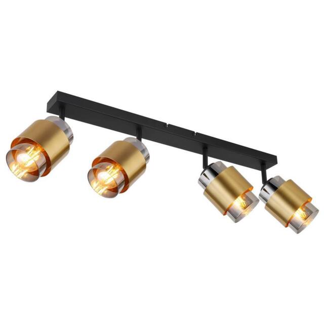 Netlighting Milley Ceiling Spotlight Bar Matt Black Smoke Glass Shade 4x E27 in Gold - image 1