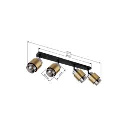 Netlighting Milley Ceiling Spotlight Bar Matt Black Smoke Glass Shade 4x E27 in Gold - thumbnail 6