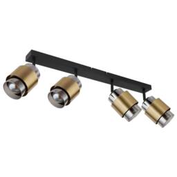 Netlighting Milley Ceiling Spotlight Bar Matt Black Smoke Glass Shade 4x E27 in Gold - thumbnail 2