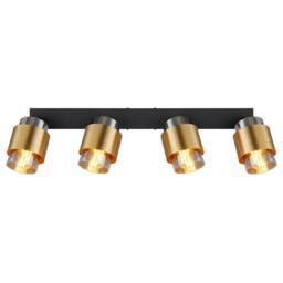 Netlighting Milley Ceiling Spotlight Bar Matt Black Smoke Glass Shade 4x E27 in Gold - thumbnail 4