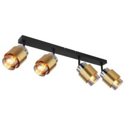 Netlighting Milley Ceiling Spotlight Bar Matt Black Smoke Glass Shade 4x E27 in Gold