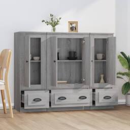 Berkfield Home Highboards 3 pcs Grey Sonoma Engineered Wood - thumbnail 1
