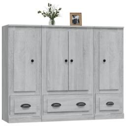 Berkfield Home Highboards 3 pcs Grey Sonoma Engineered Wood - thumbnail 4