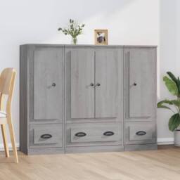 Berkfield Home Highboards 3 pcs Grey Sonoma Engineered Wood - thumbnail 2