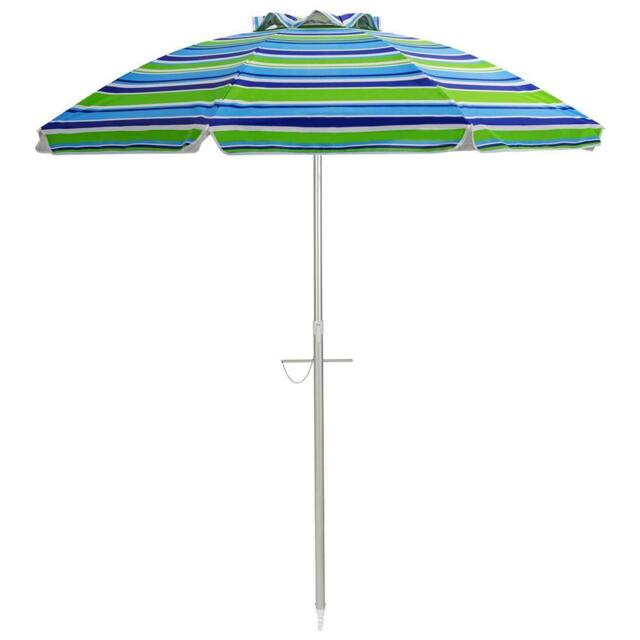 Gymax 2M Beach Umbrella Portable Garden Parasol With Tilt & Sand Anchor in Green - image 1