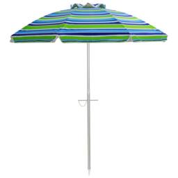 Gymax 2M Beach Umbrella Portable Garden Parasol With Tilt & Sand Anchor in Green - thumbnail 1