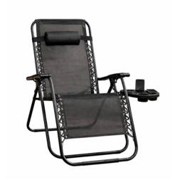 Royalford Zero Gravity Recliner Chair Folding Garden Lounger in Black - thumbnail 1