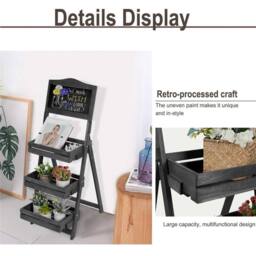 Kelvenix Ladder Plant Stand Flower Pot Holder Shelf Rack in Black - Size: 0.6m2 - thumbnail 5