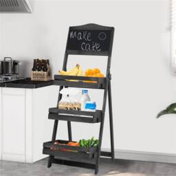 Kelvenix Ladder Plant Stand Flower Pot Holder Shelf Rack in Black - Size: 0.6m2 - thumbnail 1