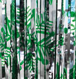 Netagon Shimmer Tinsel Curtain Christmas Snow Design 3M x 1M Green - thumbnail 8
