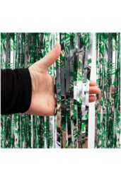 Netagon Shimmer Tinsel Curtain Christmas Snow Design 3M x 1M Green - thumbnail 5