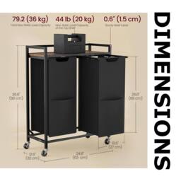 Pirlo Plush Industrial Double Laundry Basket With Shelf in Brown - thumbnail 7