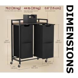 Pirlo Plush Industrial Double Laundry Basket With Shelf in Brown - thumbnail 8