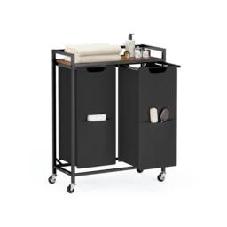 Pirlo Plush Industrial Double Laundry Basket With Shelf in Brown - thumbnail 6