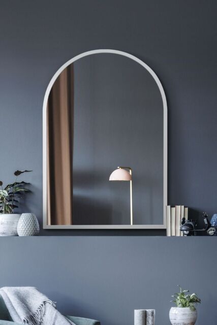 "MirrorOutlet White Metal Framed Arched Wall Mirror 39"" X 27"" (100CM X 70CM) - Size: 1 Pack" - image 1