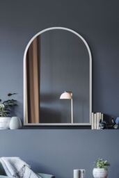 "MirrorOutlet White Metal Framed Arched Wall Mirror 39"" X 27"" (100CM X 70CM) - Size: 1 Pack"