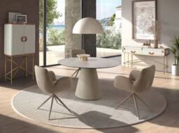 Angel Cerda Swivel Dining Chair in Fabric in Beige - thumbnail 6