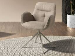 Angel Cerda Swivel Dining Chair in Fabric in Beige - thumbnail 3